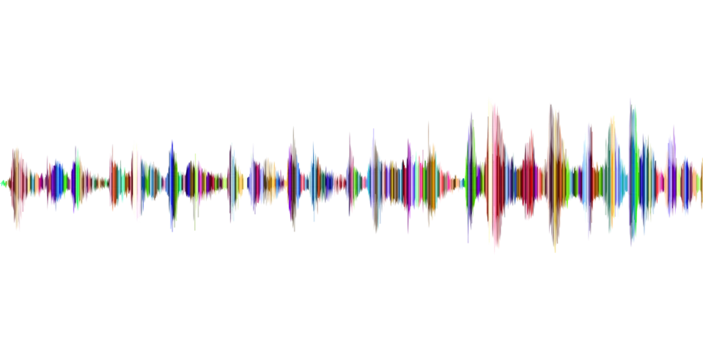 Muster, das entsteht, wenn man Schallwellen mit Software sichtbar macht. Hiermit beschäftigt sich die Phonetik.